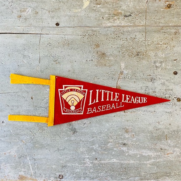 ♥️ Vintage ♥️ 1960s Little League Baseball Red Felt Pennant
